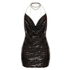 Rhine Metal Chain Glitter Backless Slip Sequins