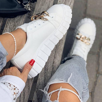 Sneaker Platform Thick Sole Chain  Lace Up