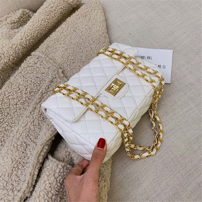 Diamond Lattice Soft Leather Shoulder Bags