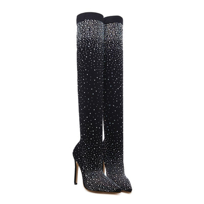 Over The Knee Boots Rhinestone  Bling Thigh Boots