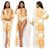 deep V neck  beach cover ups set