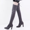 Suede Leather  Over The Knee Heels Boots Stretch  Pointed Toe