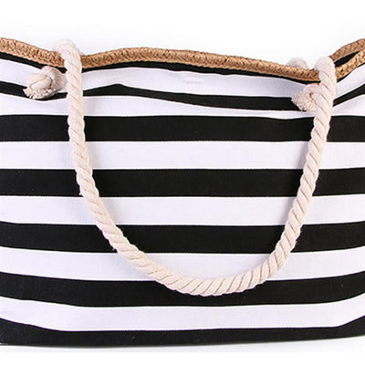 Beach Tote Bag Capacity Striped Shoulder Bag