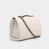 Beige White Quilted Leather Chain Shoulder Bags