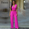 Jumpsuits With Sashes Notched Wide Leg Rompers Sleeveless Summer Formal