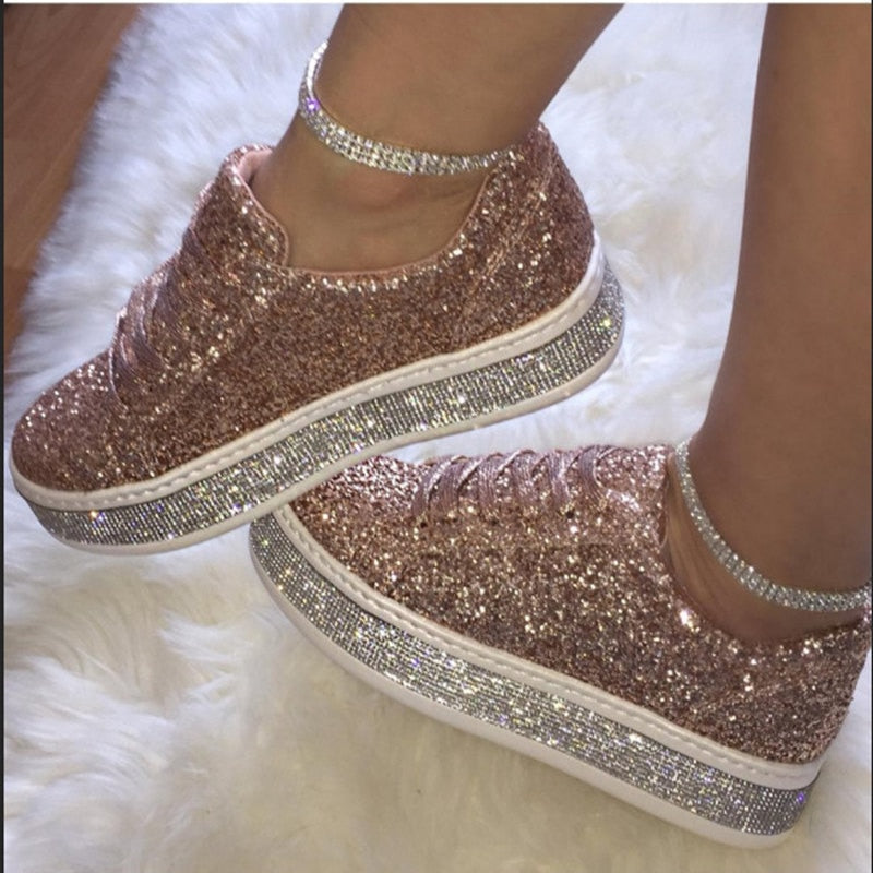 Rhinestone Platform  Sneaker Flats