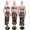 Tie Dyeing  Short Backless  Top and High Waist Skinny Knee-length Skirt