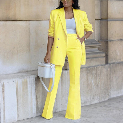 Full Sleeve Blazers Pants Suit Two Piece Set Office