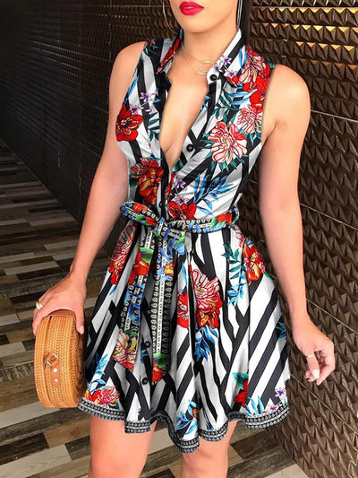 Peacock Print Tie Dress