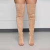 Beige fish mouth  stiletto high-heeled over-the-knee