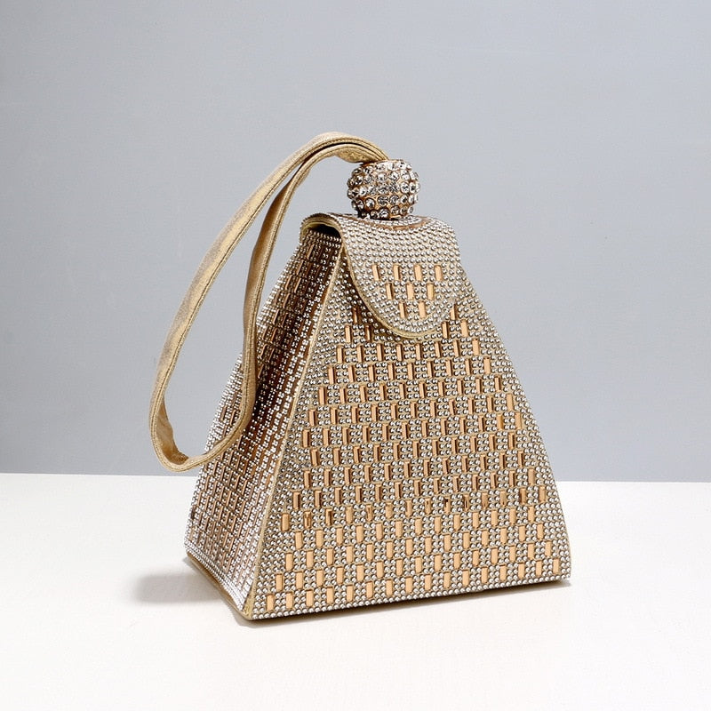 Rhinestones Evening Bags Pyramid Shape Fashion