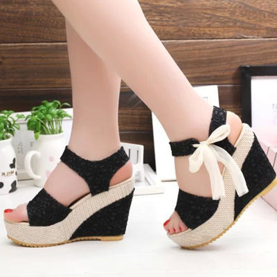 Hot Lace Leisure Heeled Women Shoes