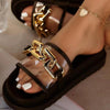 Gold Chains Ladies Beach Slides Summer