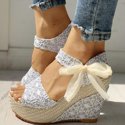 Hot Lace Leisure Heeled Women Shoes