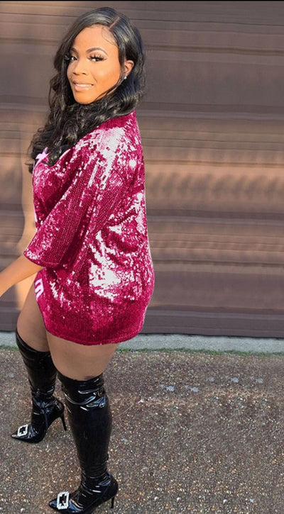 Expensive Sequined Print T-Shirt Dress