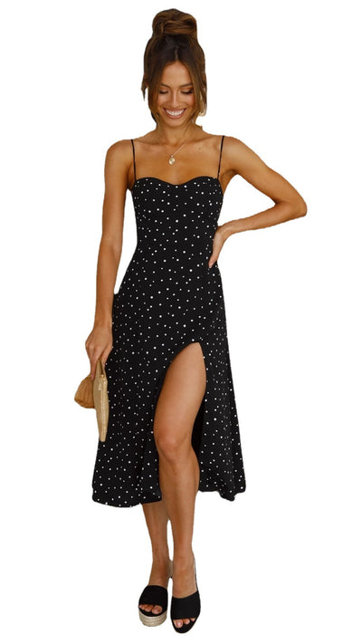 Polka Dot Slit Dress