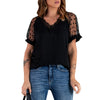 Lace Short-sleeved V-neck Pullover T-shirt