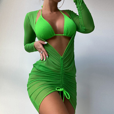 Solid Color  Three-piece Swimsuit