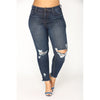 Stretch Shredded Hip Raise Jeans