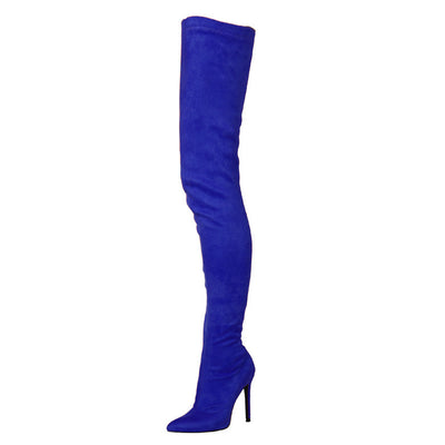 Stretch Suede Pointed Toe  Over-the-knee Boots For Women