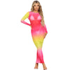 Mesh See-Through Long-Sleeved Ladies Dress