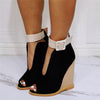 Wedge With One-line Strappy Roman Heel Sandals