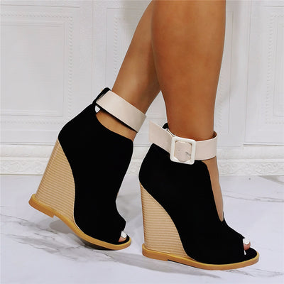 Wedge With One-line Strappy Roman Heel Sandals