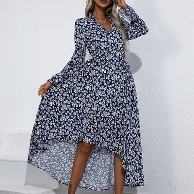 Long-sleeved Printed Temperament Fan Waist