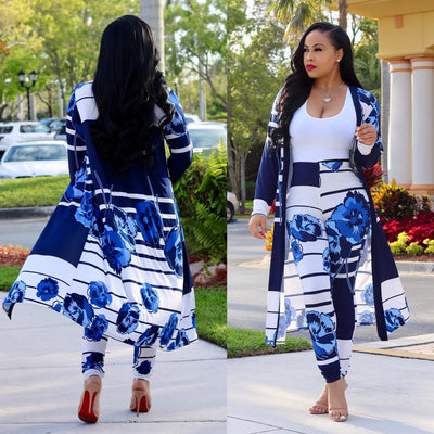 Two-piece Long-sleeved Printed Jacket Cloak And Leggings