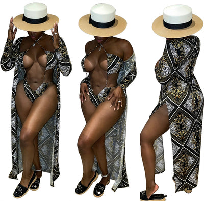 Print Three Piece Swimsuit