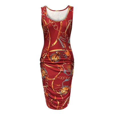 Positioning Print Sleeveless Plus Size Dress