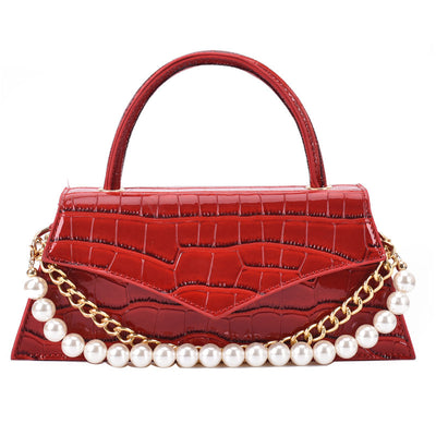 Retro Pattern Small Square Bag Fashion Pearl Single Shoulder