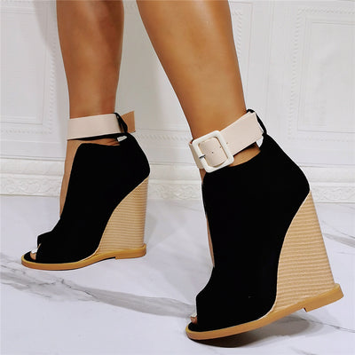 Wedge With One-line Strappy Roman Heel Sandals