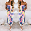 Tie Dye Print Wrap Bust Casual Jumpsuit