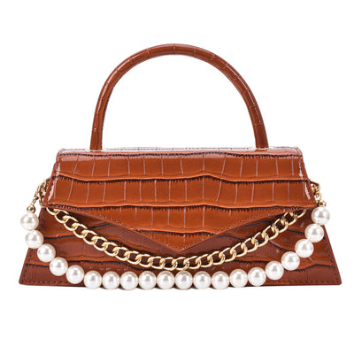 Retro Pattern Small Square Bag Fashion Pearl Single Shoulder