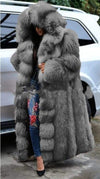 Faux Fur  Long Hooded Coat