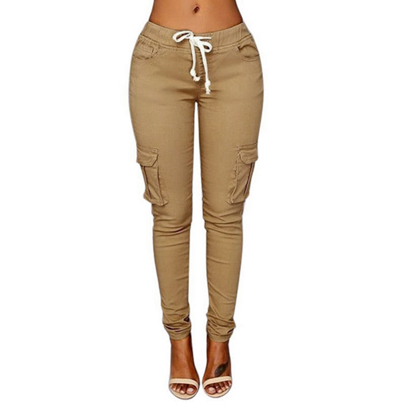 Lace Up Waist Casual Pants Solid