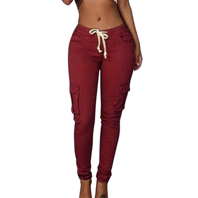 Lace Up Waist Casual Pants Solid