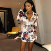 Shirt Dress Ladies Print Floral Long Sleeve Loose Short