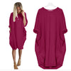 Loose Dress with Pocket  O Neck Long