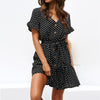 Short Sleeve Polka Dot Boho  Sundress