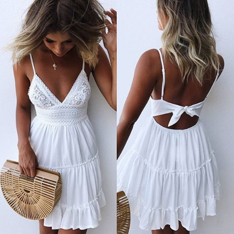 Spaghetti Strap white   summer dress women