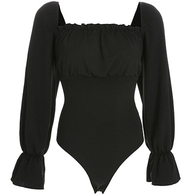 Lace Up Square Collar Lolita Style Bodysuits