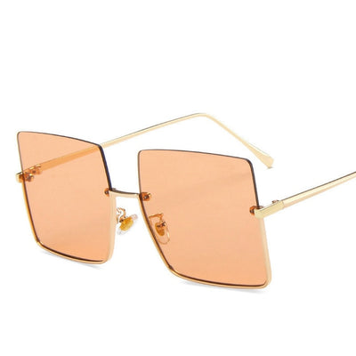 Oversize Half Frame Metal Square Sunglasses Women