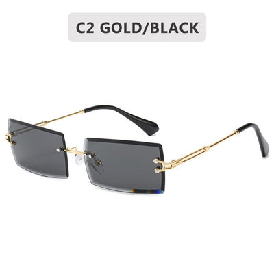 rimless square sun glasses