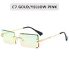 rimless square sun glasses