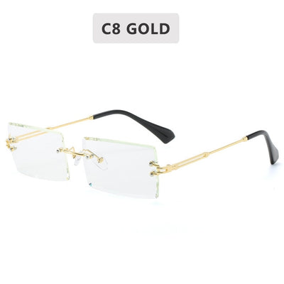 rimless square sun glasses