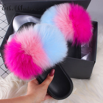 Slippers Fluffy Cute Flip Flops Plush home Flat  Summer Sandals