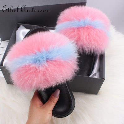 Slippers Fluffy Cute Flip Flops Plush home Flat  Summer Sandals