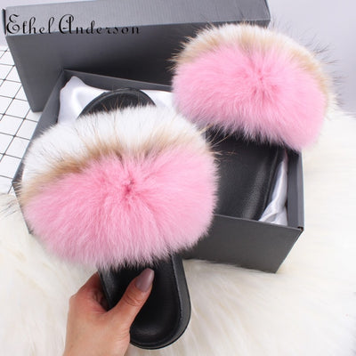 Slippers Fluffy Cute Flip Flops Plush home Flat  Summer Sandals